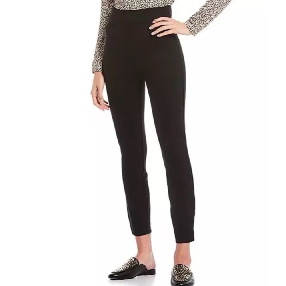 Spanx Pants M Black Perfect Back Seam Skinny Ankle Pull On Slimming Ponte Knit